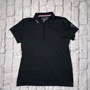 Peter Millar Women's Golf shirt quarter zip Size Medium . Black /‎ Purple Collar